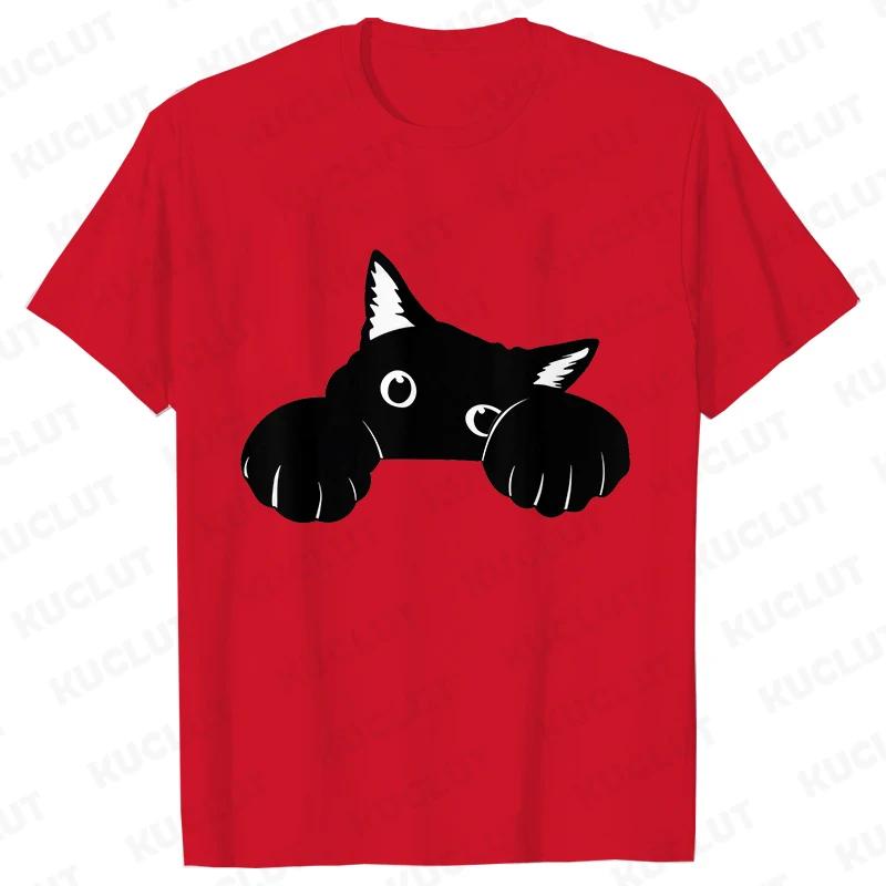 Funny Black Cat Men T-shirt Summer Harajuku Fashion Male Breathable Aesthetic Oversized Clothing Ulzzang Tees Graphic Y2k Tops