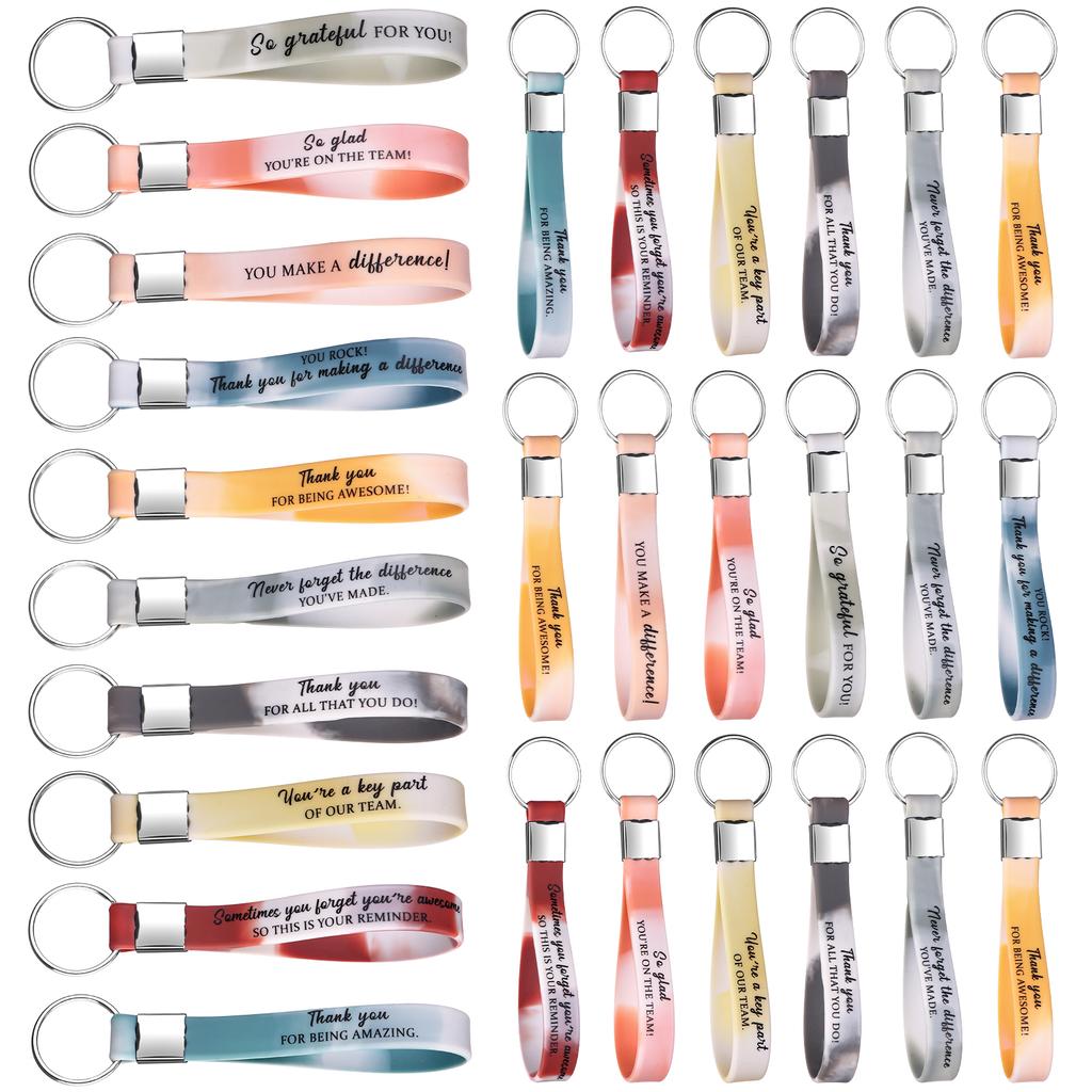30 Stück Dankeschön Schlüsselanhänger Großhandel Mitarbeiter Wertschätzung Geschenk Motivierender Silikon Schlüsselring Inspirierende Zitate Schlüsselanhänger Personal App