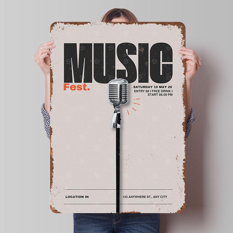 

Music Fest Tin Plaque Poster Customized Wall Art Retro Vintage Metal Signs for Man Cave Room Decoration Gaming Desk Decor Home 20x30cm（7.8x11.8inch）