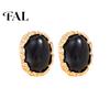 Daily Wear Gold Tone Jewelry 1 Pair Vintage Oval Stud Earrings for Women, Retro Statement Elegant Resin Gemstone Earrings, Frame Chunky Stone