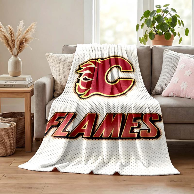 Calgary Flames blanket Flannel Blanket Soft Cozy Plush Throw for Sofa Bed Lightweight Home Decoration