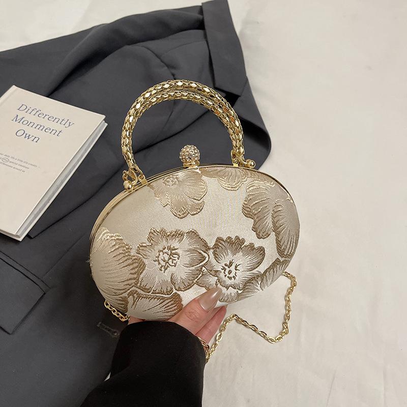 

Дизайнерская нишевая сумка-шар женская 2025 новая портативная модная цепочка маленькая сумка для ужина мини вышитая сумка через плечо белый