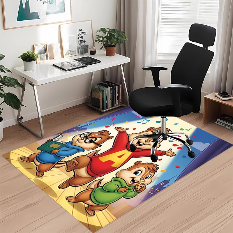 Tapete com Estampa de Alvin e os Esquilos para Cadeira de Escritório Sala de Estar Quarto Cozinha Decoração de Ambientes Presentes
