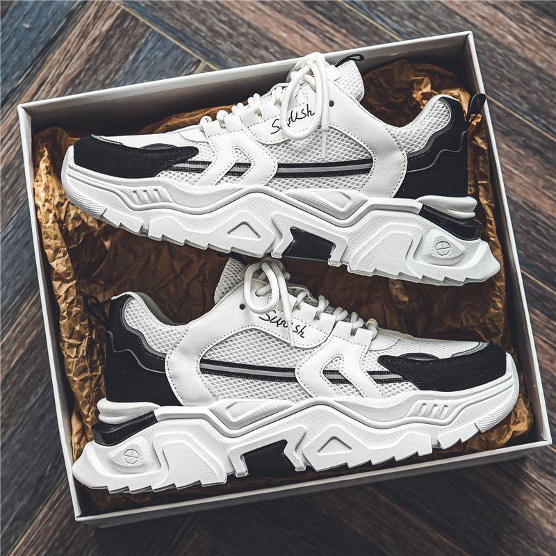 New Summer Men's Breathable Mesh Sports Shoes. Trendy Height-enhancing Casual Dad Shoes for All Occasions.