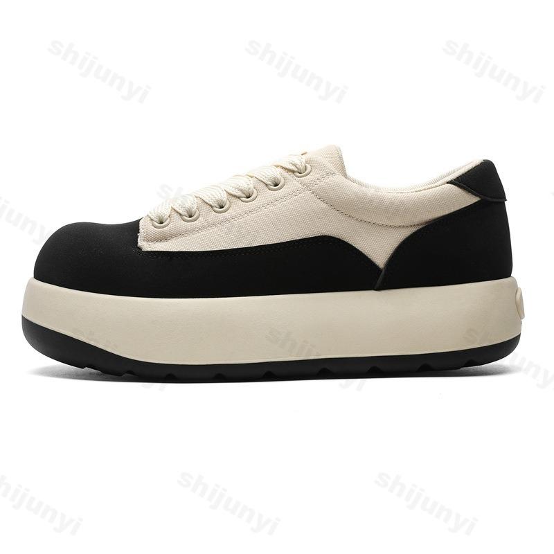 Fashion 2025 New Thick Soled High Head Comfortable Men's Shoes Fashion Trend Sports Canvas Casual Lace-up Non slip Flat Chunky sneakers