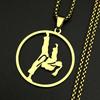 Karate Taekwondo Girl Pendant Necklace For Women Men Stainless Steel Silver Color Sports Hiphop Fashion Chain Jewelry Gifts