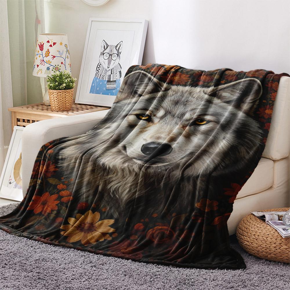 1Pc Classical Beasts Print Flannel Blanket, High quality Comfortable for All Seasons, Home Decor, Warmth and Comfort, Perfect for Christmas Gifts 21