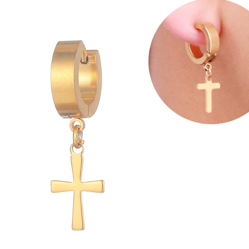 Personalized Anti -allergic Cross Ear Fink Korean Fashion Titanium Steel Penp Earrings Stainless Steel Earrings