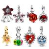 Fantasy Magic Flower Monster Night Lamp Heart Pendant 925 Silver Bracelet Charm Original Women's Design