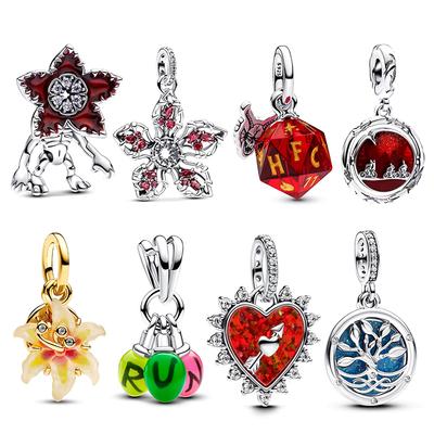 Fantasy Magic Flower Monster Night Lamp Heart Pendant 925 Silver Bracelet Charm Women's Design