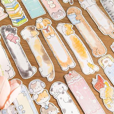 Momo Boxed Bookmarks: Adorable Kitten & Puppy Hand-Drawn Patterns for Journaling and Marking