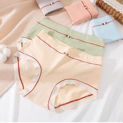 Intimo da donna antibatterico Intimo di cotone a vita media Pantaloni triangolari traspiranti e senza tracce, confezionati in 4 pezzi