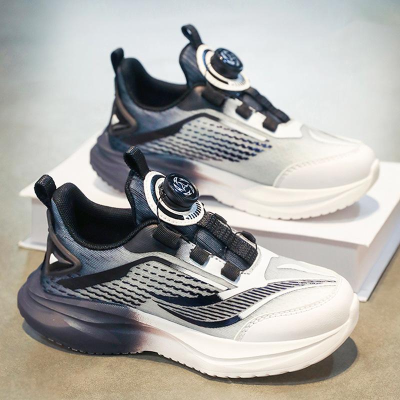 Girls' Sports Shoes Spring 2025 New Rotating Buckle Children's Shoes Medium and Large Children's Girls Mesh Breathable Dad Shoes