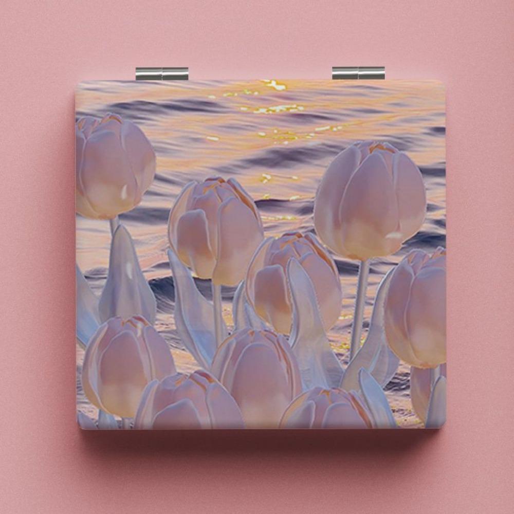 

Тюльпан 2-стороннее зеркало для макияжа Цветок Портативное карманное зеркало Складное зеркало для макияжа Милый подарок для девушки