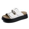 Genuine leather~~ Slippers women's summer outer wear new soft-soled thick-soled belt buckle casual versatile cool slippers