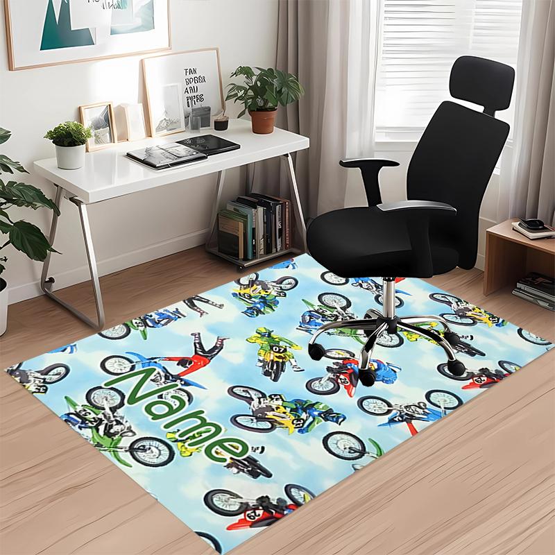 Tappeto Stampato Moto da Fuoristrada con Nome Personalizzato, per Sedia da Ufficio Soggiorno Camera da Letto Cucina Decorazioni Regali.