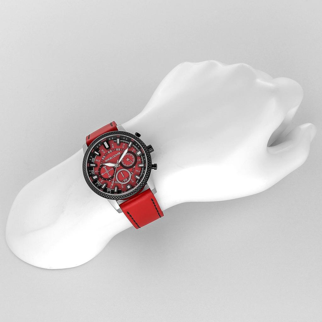 Zegarek Angel Clover Ridge Czerwona Tarcza Stal Nierdzewna Kwarcowy 44MM Regularna Gwarancja [Angel Clover] RD44BRE-RE Męski