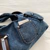 Washed Denim Slouchy Hobo Bag with Multi Pocket Design and Ruched Strap Casual Shoulder Purse for Women Daily Travel