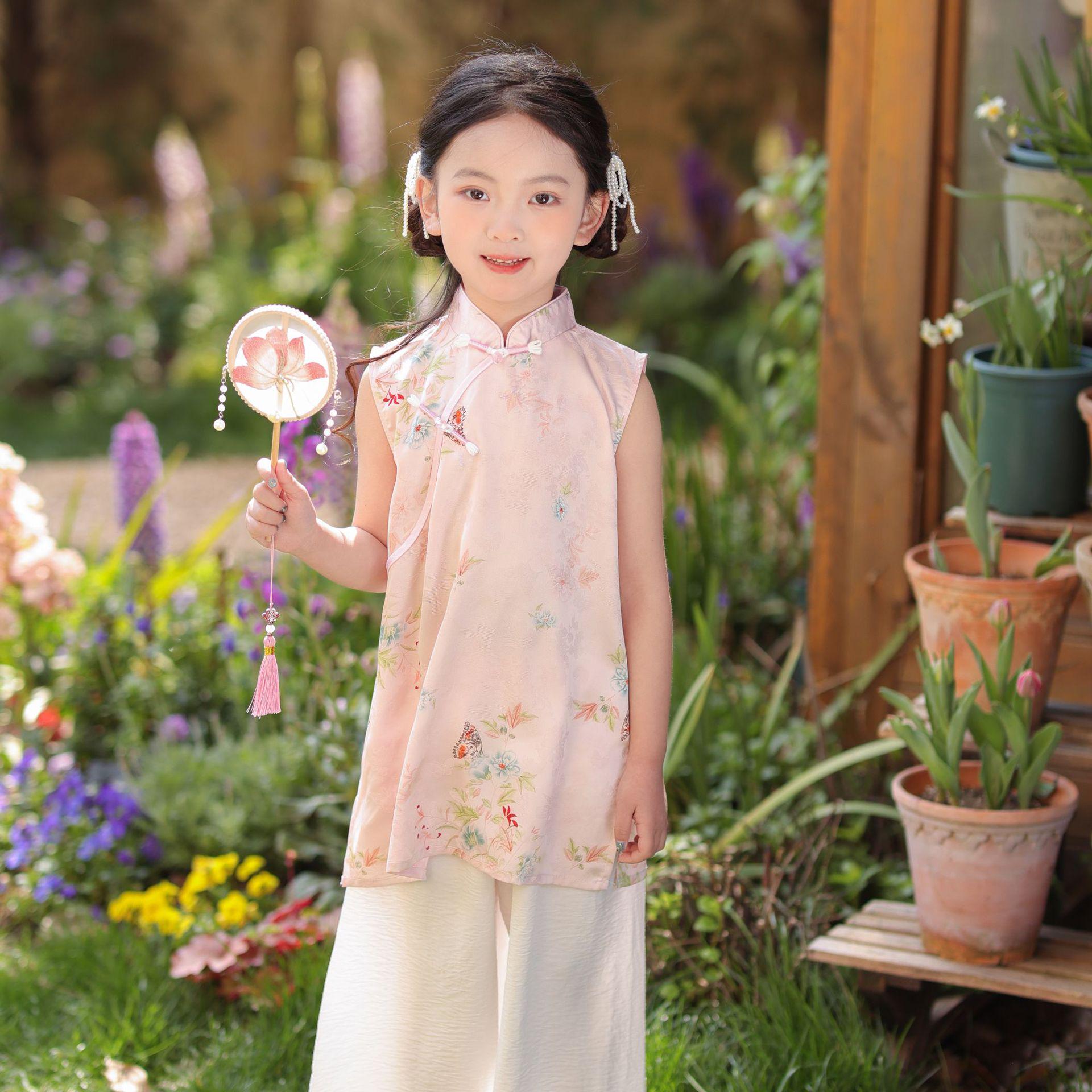 2026 Summer Girls Princess Style Chinese Qipao Dress 110 cm
