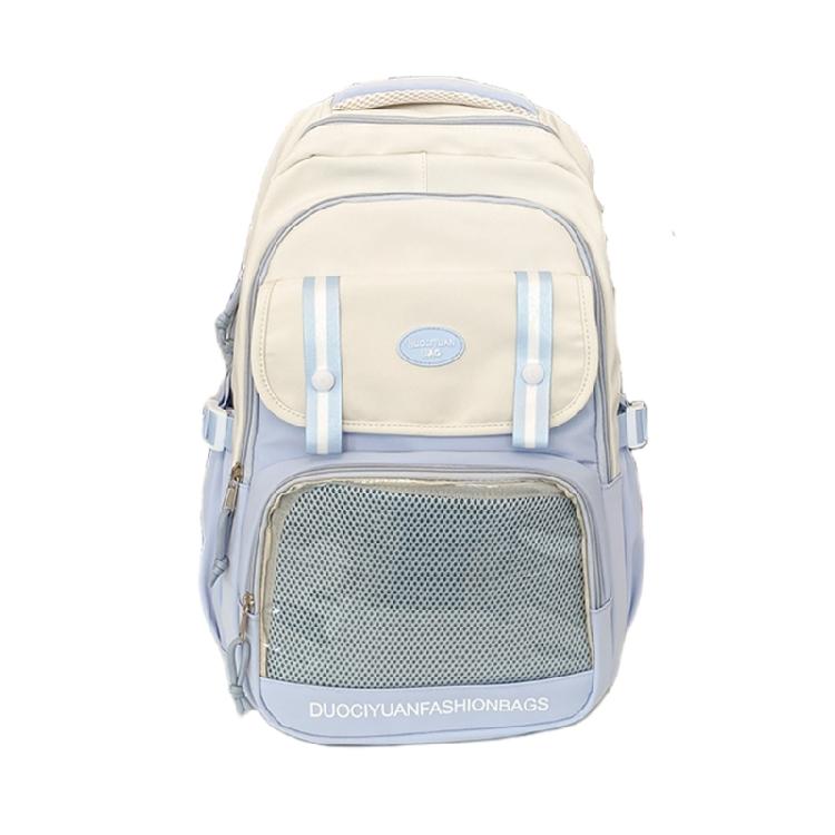 Women Large Capacity Backpack Student School Bag with Clear Pocket Cute Itabag светло-синий