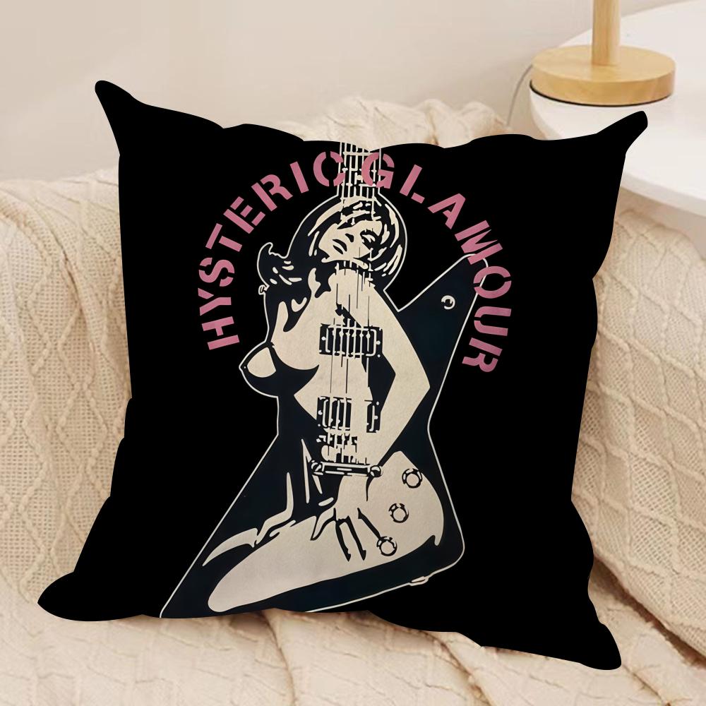 H-Hysterics Glamour Girl Cushion Cover Silky Short Plush Invisible Zipper Dustproof Sofa Pillow Case For Home Decor