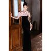 One-word Shoulder Evening Dress Dress   New Black Sexy Fishtail Dress Light Luxury Niche Host Evening Dress