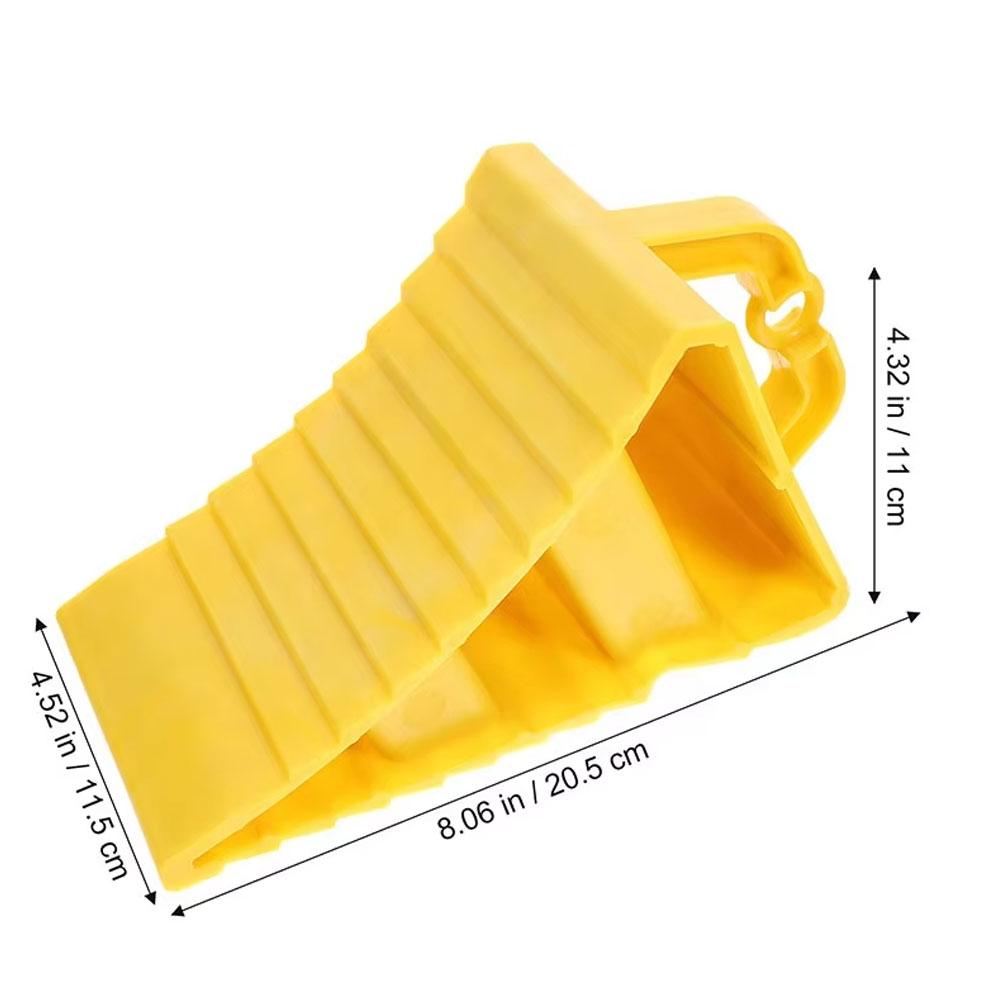 Yellow Plastic Wheel Chock | 20x12x11cm | Built-in Carry Handle | High Visibility Safety for Cars & Trucks