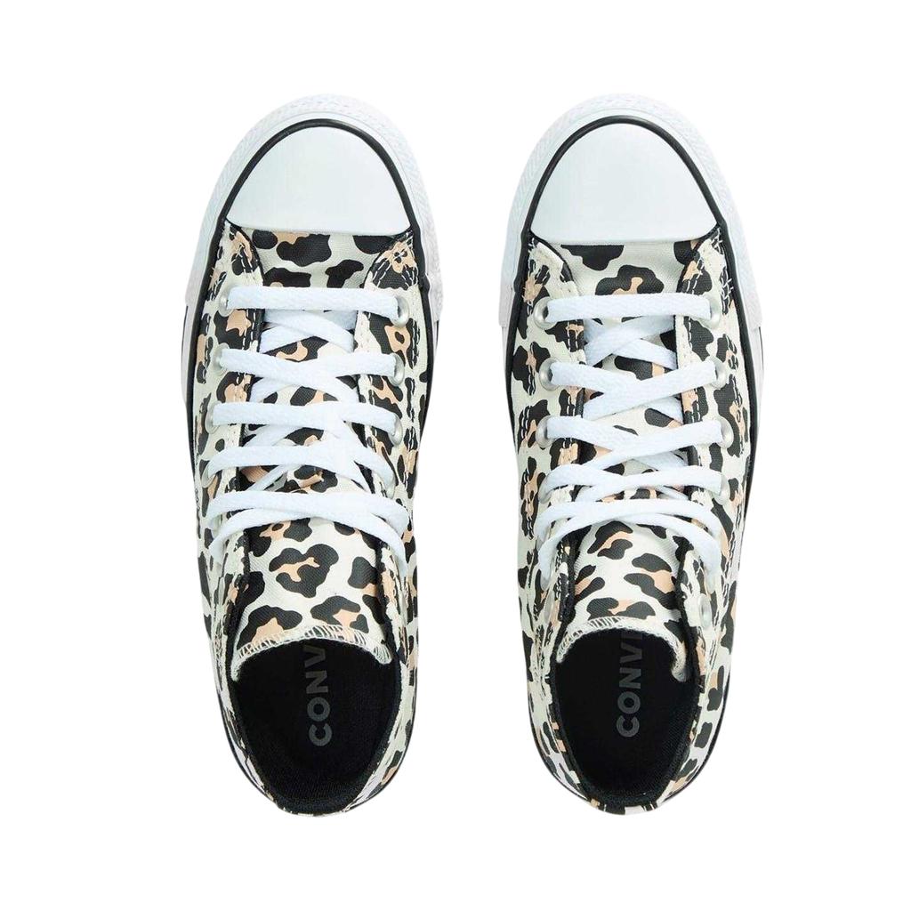 Converse Damen Klassische High-Top-Sneaker mit Leopardenmuster, flach