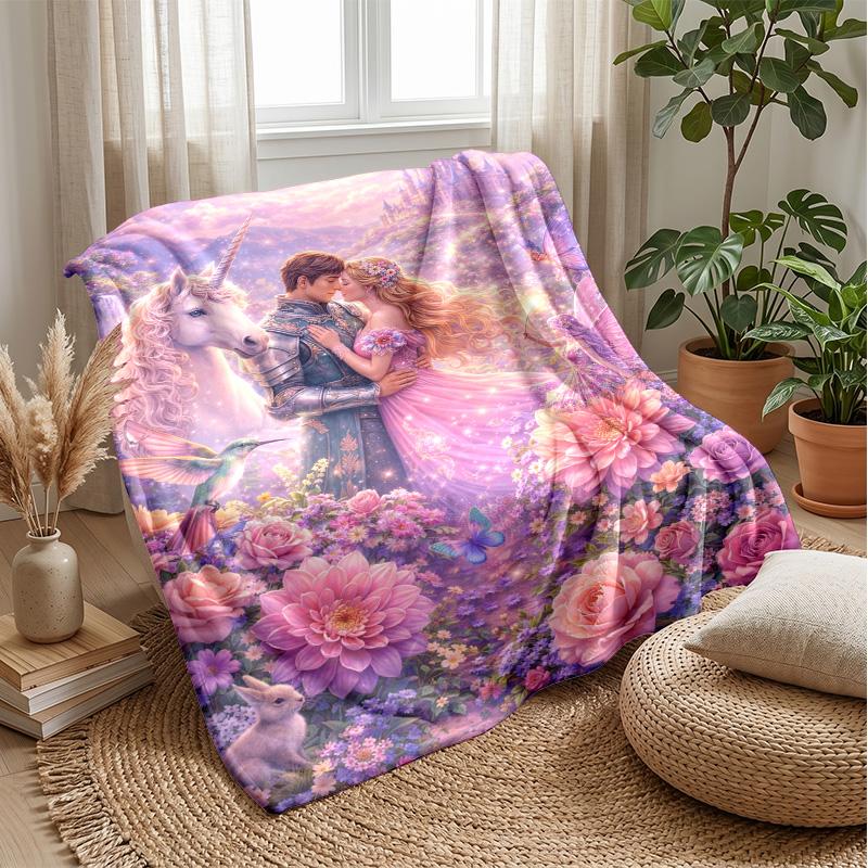 Fantasy Mermaid with Unicorn Theme blanket Lightweight Warm Flannel Blanket Decorative Throw Blanket for Home Decoration