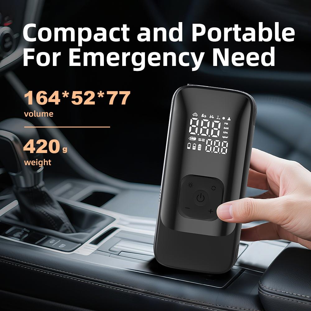 Wireless Car Air Pump Portable Air Compressor Electric Tire Inflator with LCD Digital Display for Car Motorcycles Bicycle Ball