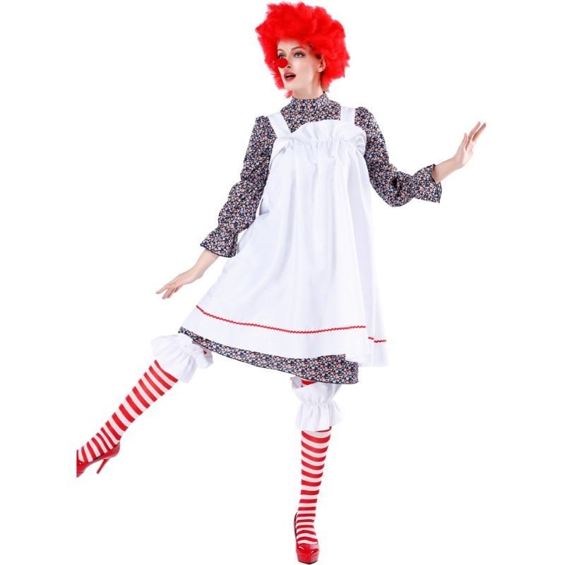 M-XL Halloween Maid Clown Costume, Mall Entertainment Clothes, Adult Cosplay Animation Uniform
