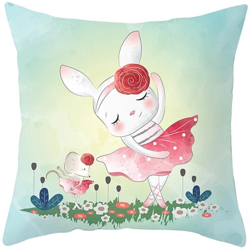 Cute Animals Printing Throw Pillow Case Home Decor for Sofa Bedroom Polyester Cushion cover Designer Funda Cojines x