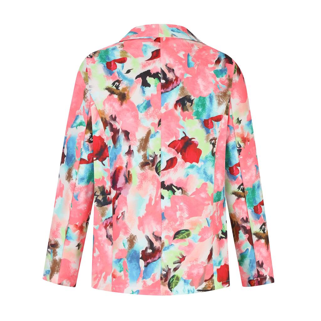 Kadın İlkbahar Ve Sonbahar Yaka Baskı Mizaç Slim Fit Küçük Blazer