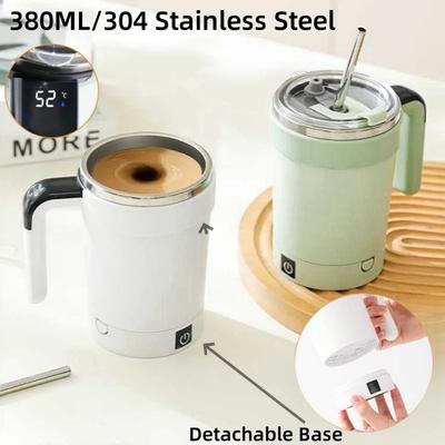 Detachable Automatic Mixing Coffee Cup Intelligent Temperature Measuring Usb Rechargeable Mug Warm Coaster Magnetic Stirring Cup