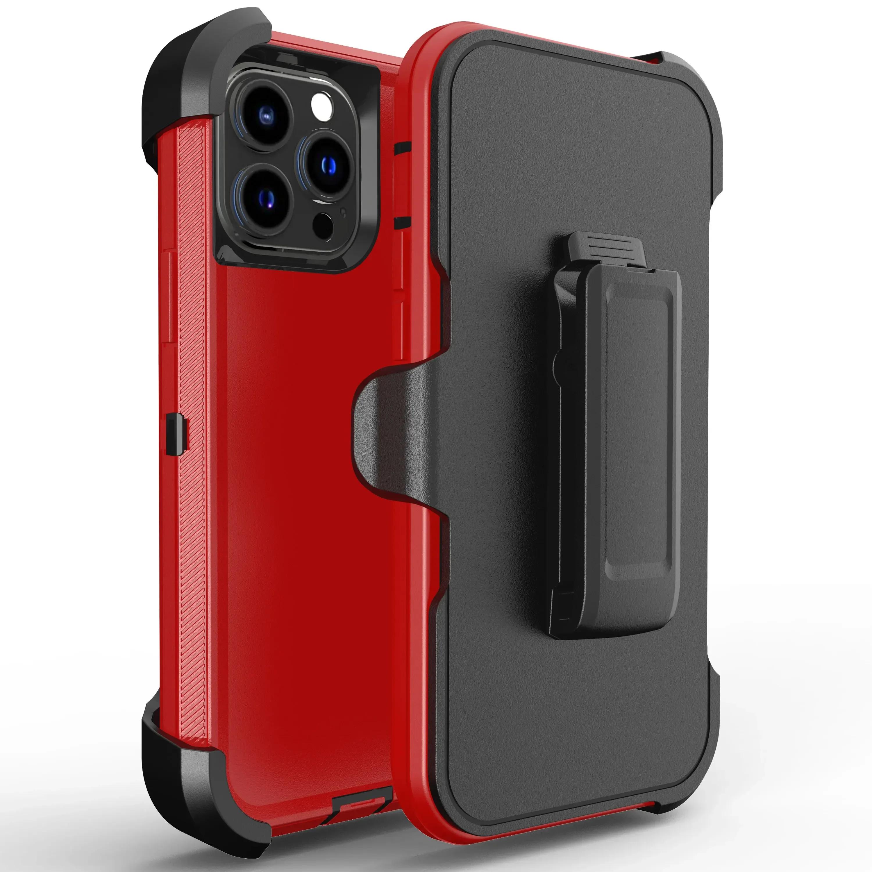 

3IN1 Heavy Duty Armor Otter Case Box для IPhone 16 14 13 12 11 15 Pro Max Xs Max XR X XS SE 6 7 8 Plus Otter Case Box із захисною кришкою для затискача на пояс For iPhone XR червоний