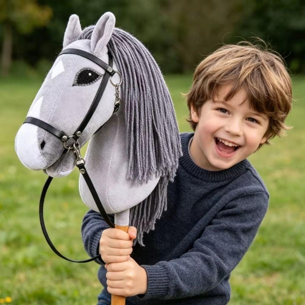Realistic Plush Hobby Horse Soft Plush Children's Horse Riding Toy Plush Horse Head  Party Decor