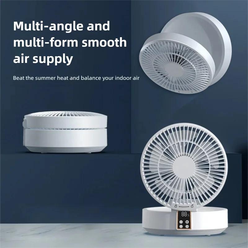 Remote-controlled USB Desktop Air Cooler with Timer and Night Light Functions Foldable 120° Automatic Rotation 3-Speed Fan