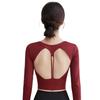 Women's Autumn Slimming Yoga Top - Beautiful Back, Round Neck, Long Sleeve, Versatile Short Fitness T-Shirt