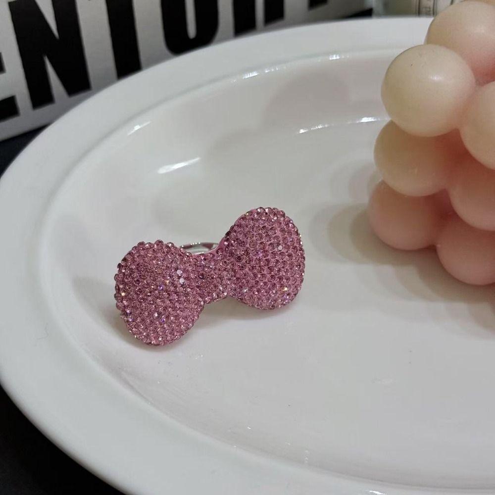 Opening Rings Women Finger Ring Sparkle Bow Y2k Millennial Ring Trendy Pink Bow Rings  Cute Girl