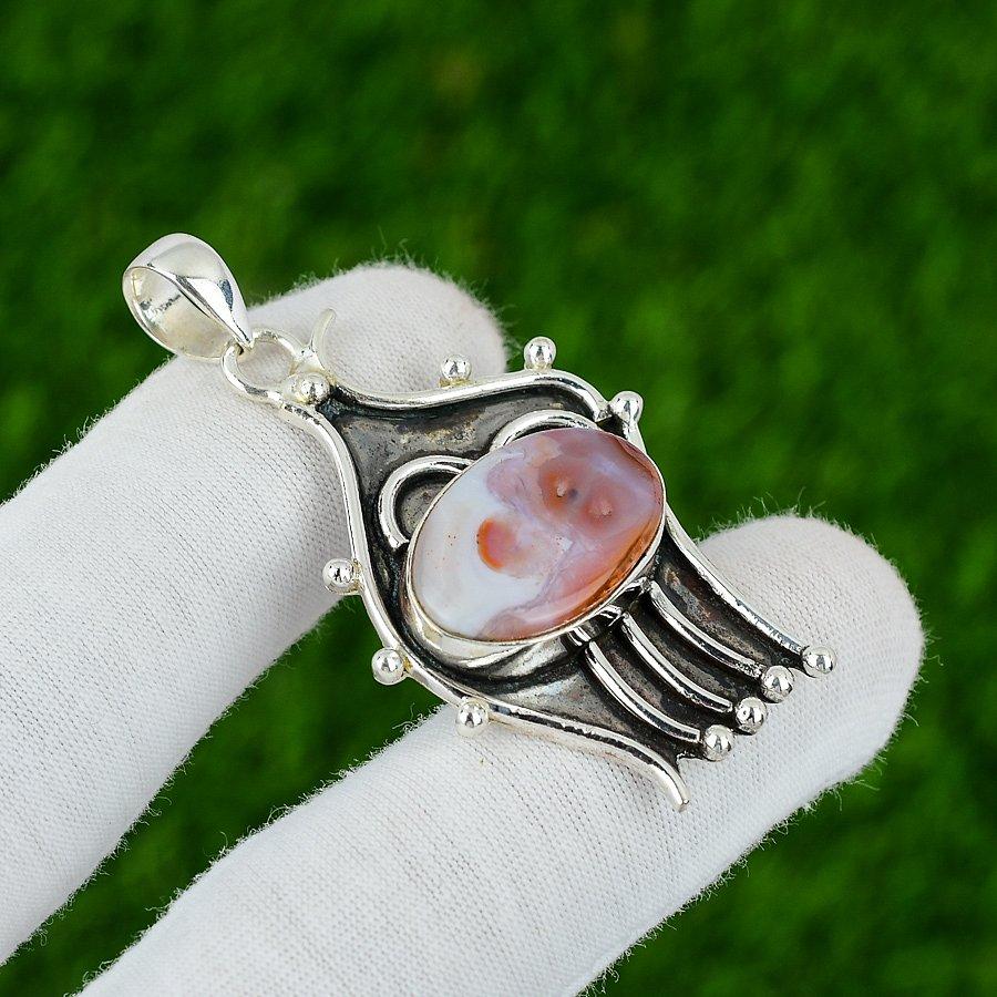Birthday Gift For Her Natural Ocean Jasper Gemstone Pendant 925 Sterling Silver