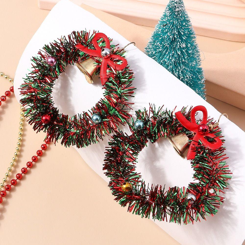 Xmas Tree Christmas Drop Earrings Party Festival Wreath Circle Earrings New Year Earrings  Holiday