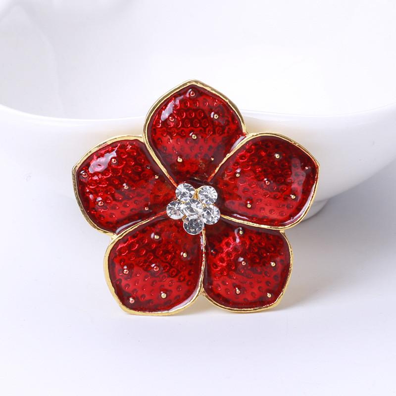 Vintage Red Poppy Brooch For Women With Crystal Embellishments For Fashion Accessory