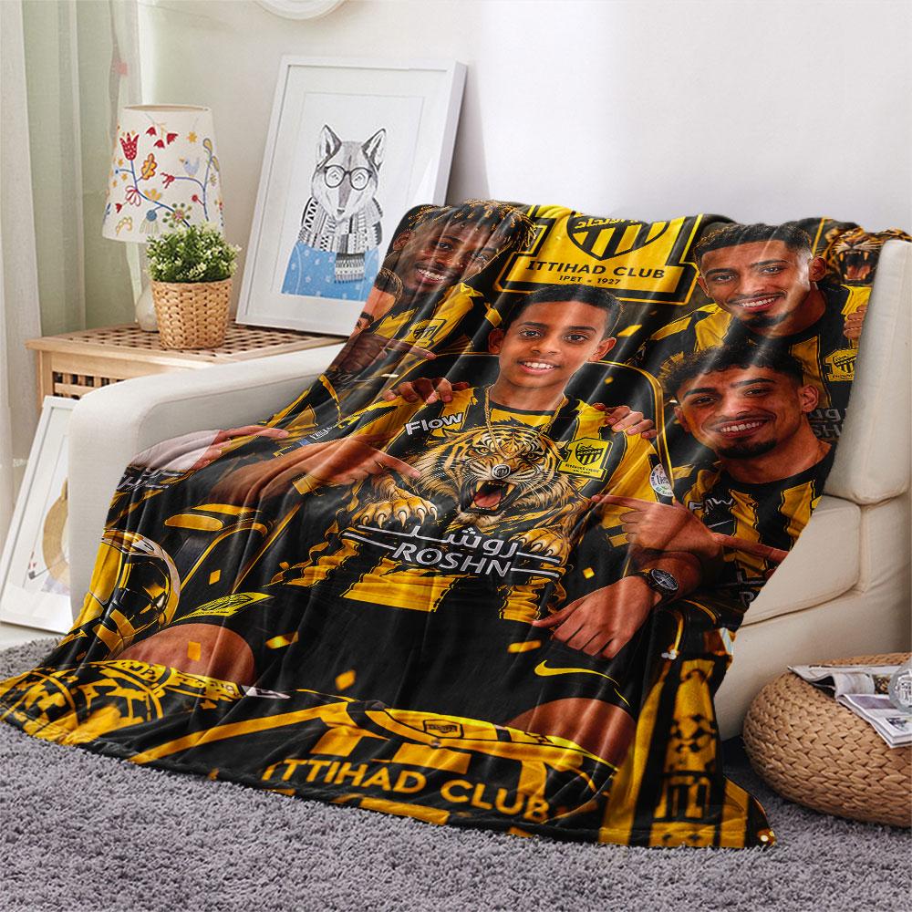 1PC Al-Ittihad FC Patterned Flannel Blanket Suitable For All Seasons for Home Decor Warmth and Comfort Gifts Holiday Present