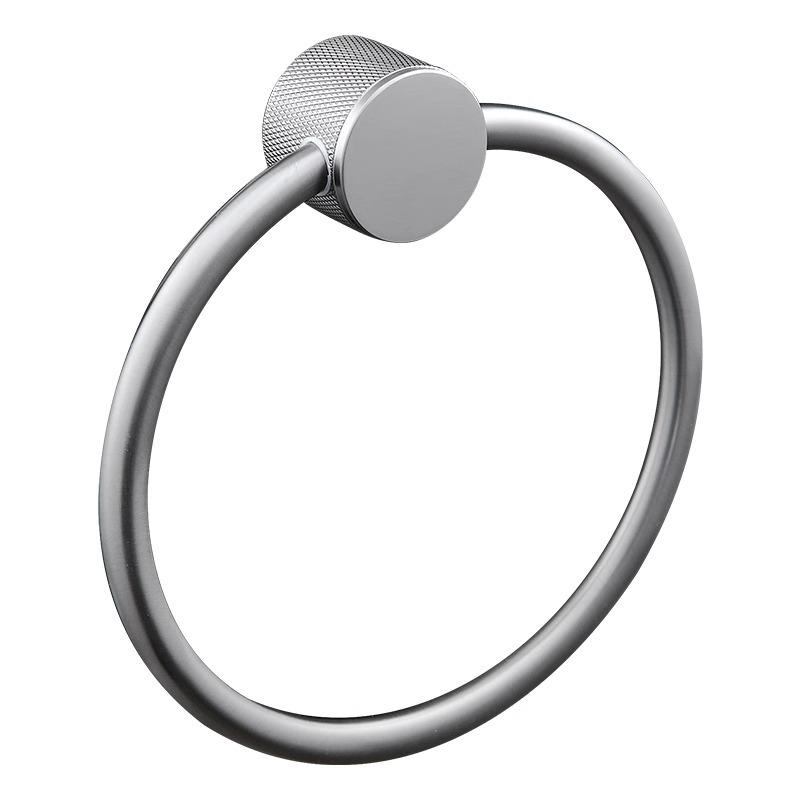 Gunmetal Gray All-Copper Round Wall-Mounted Bathroom Towel Ring