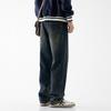 New Washed Blue Non-elastic Jeans Men's Fashion Trendy Brand American High Street Casual Pants Men's Wide-leg Pants Trousers