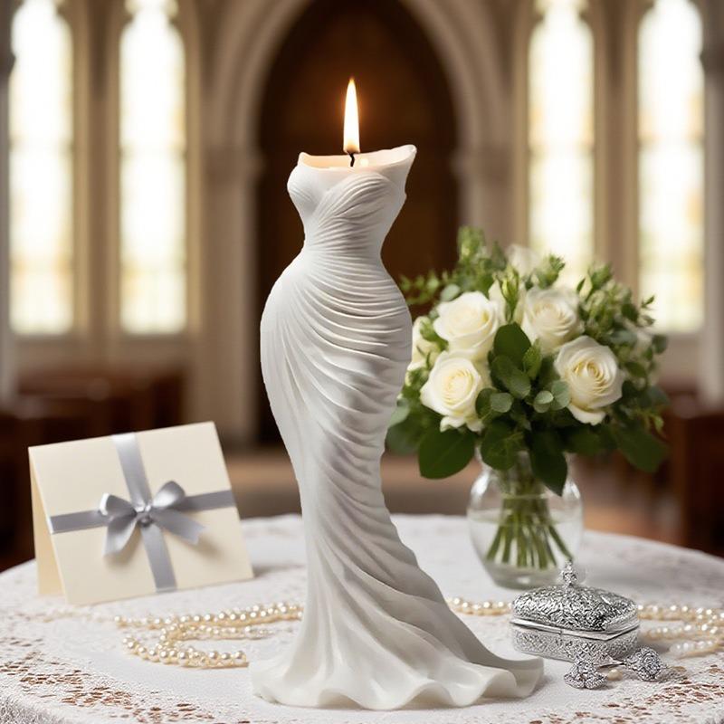 Wedding Dress Candle Mold Bridal Gown Silicone Mold DIY Aromatherapy Wax Plaster Resin Craft Valentine Gift Home Decor