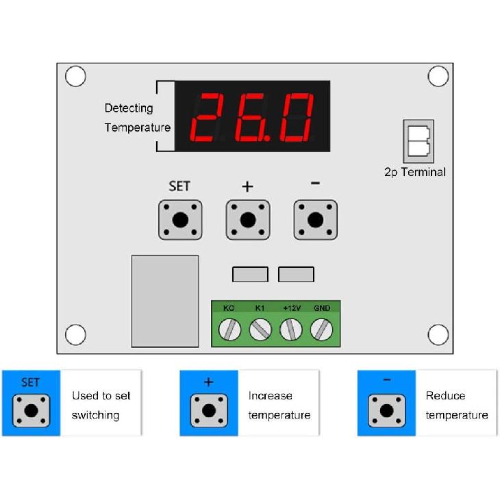 AITRIP 3 STÜCK W1209 12V DC Digitales Temperaturreglerboard mit 10A Einkanalrelais und Wasserdichtem Mikro-Digitalthermostat -50-110°C