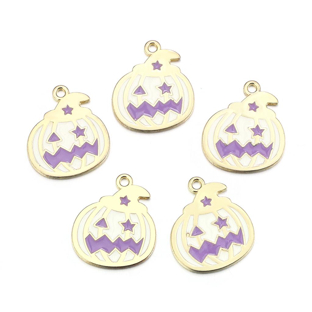 10pcs Halloween Charms Creepy Alloy Enamel Ghost Skull Pumpkin Bat Charms Pendants For DIY Jewelry Making Necklace Accessories