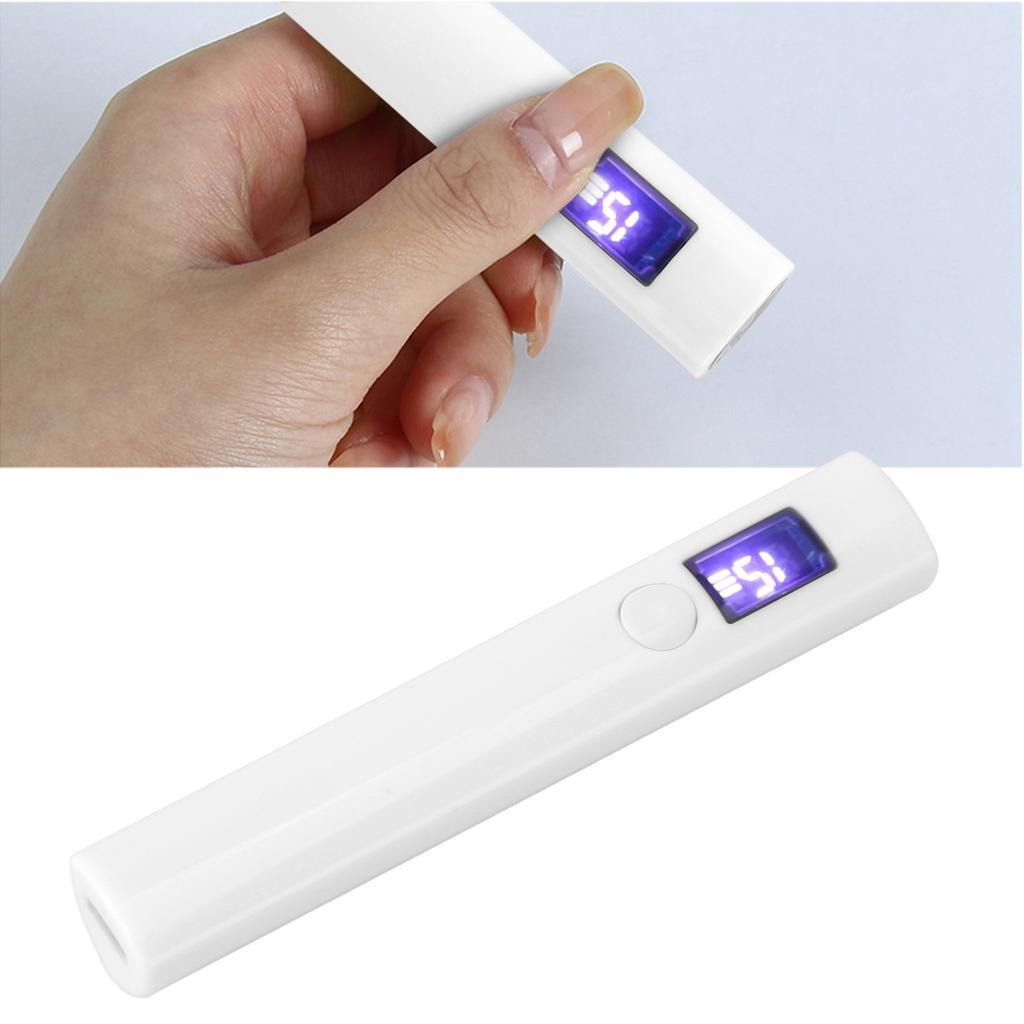Handheld Gel Nails Light Linear Shape USB Rechargeable Small Digital Display Portable Nail Dryer Lamp for Travel Home