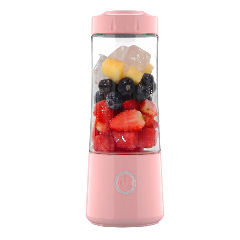 Wireless Portable 6-Blade Rechargeable Mini Juicer Cup for Fruits and Ice 6-Blade розовый